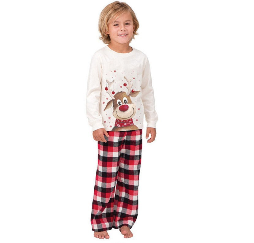 European and American pajamas ebay elk print, parent-child wear, Christmas home wear, long-sleeved suit, large quantity in stock
