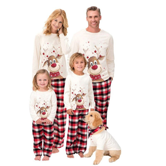 European and American pajamas ebay elk print, parent-child wear, Christmas home wear, long-sleeved suit, large quantity in stock