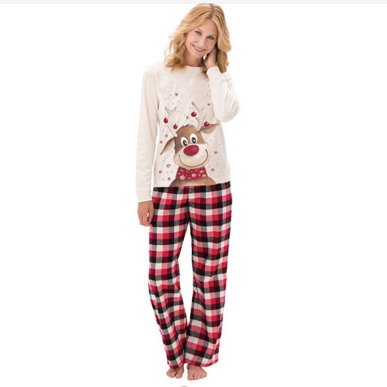 European and American pajamas ebay elk print, parent-child wear, Christmas home wear, long-sleeved suit, large quantity in stock