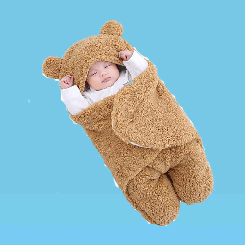 Children's autumn and winter one-piece baby sleeping bag autumn and winter thickening one-piece hooded bag leg split pajamas baby candle bag