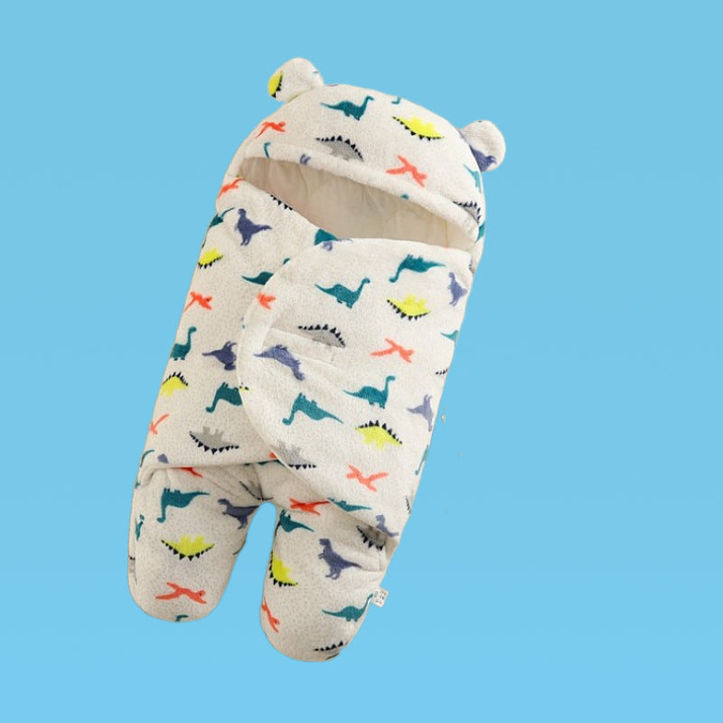 Children's autumn and winter one-piece baby sleeping bag autumn and winter thickening one-piece hooded bag leg split pajamas baby candle bag