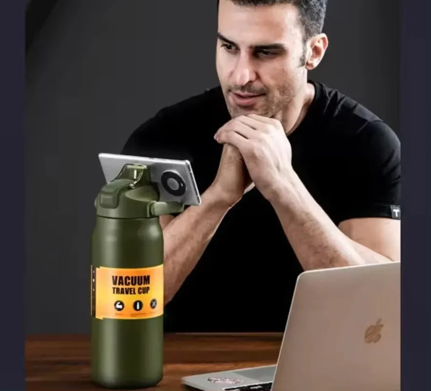 Insulated Water Bottle with StrawThermal Vacuum Cups for Hot Cold Drink Stainless Steel Thermoses Flask for Men Women Sports Gym