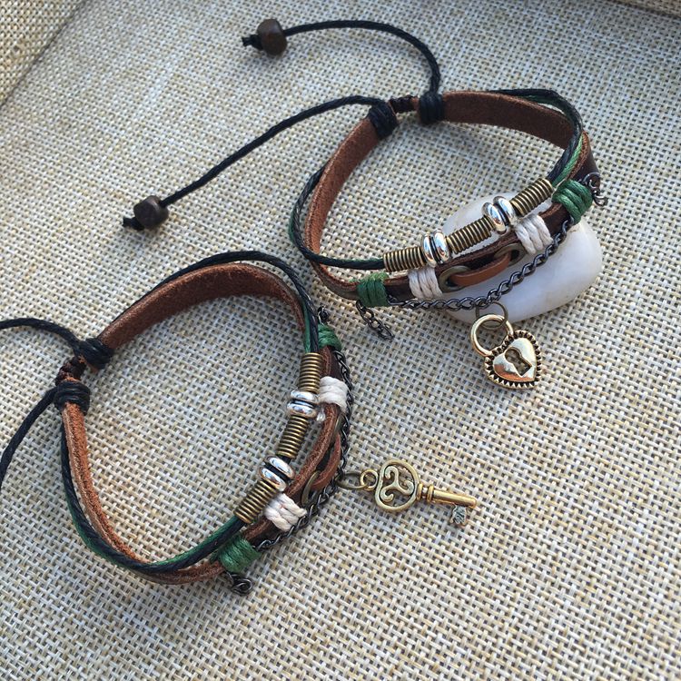 Lovers Bracelet A pair of male and female students retro handmade weaving ethnic style leather wholesale manufacturers couple jewelry