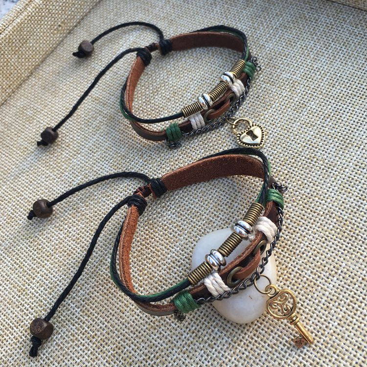 Lovers Bracelet A pair of male and female students retro handmade weaving ethnic style leather wholesale manufacturers couple jewelry
