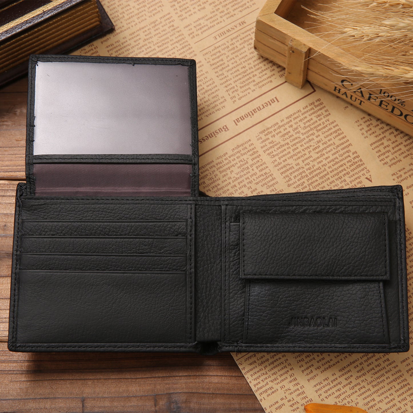 JINBAOLAI factory direct foreign trade hot selling short men's wallet leather wallet coin purse wallet wallet