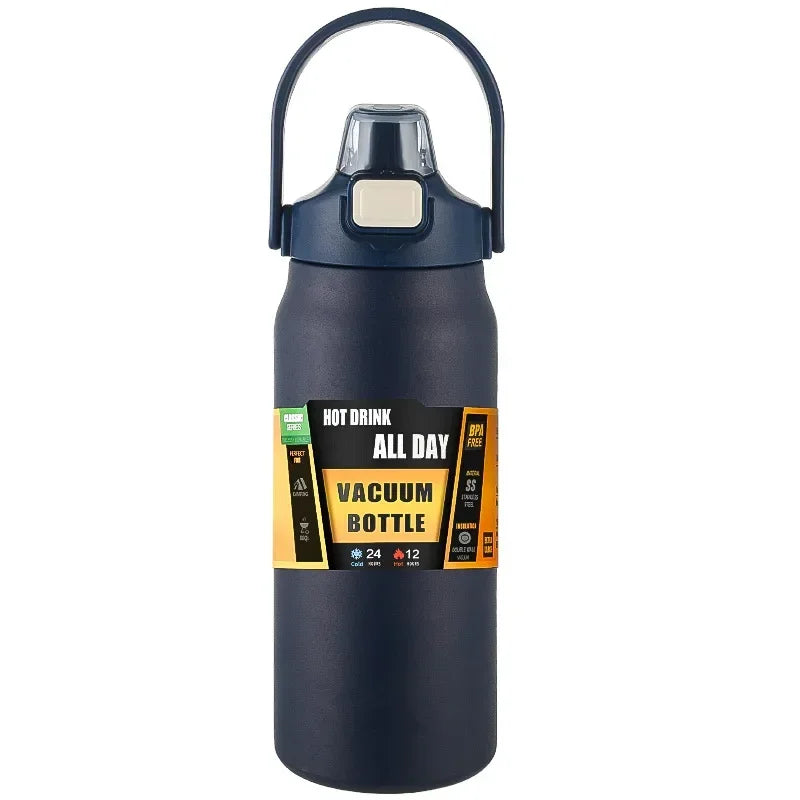 Insulated Water Bottle with StrawThermal Vacuum Cups for Hot Cold Drink Stainless Steel Thermoses Flask for Men Women Sports Gym
