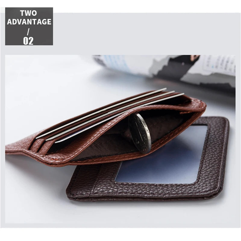 2024 Fashion Women Slim Minimalist Wallet Durable PU Leather Credit Card Case Holder Short Purse Men Card Package Organizer Clip