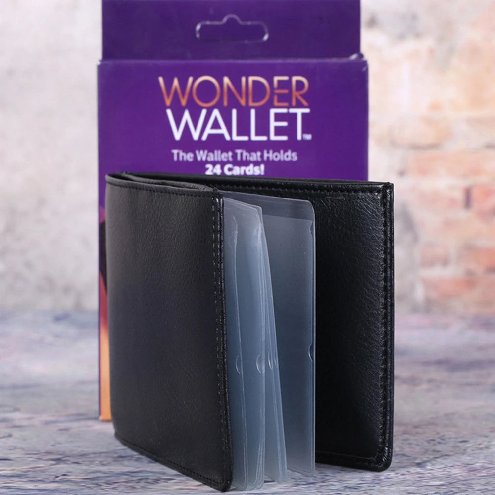 2pcs Women Men Wonder Slim RFID Wallet Black Leather Purse Premium Product Card Package Short wallet Portomonee