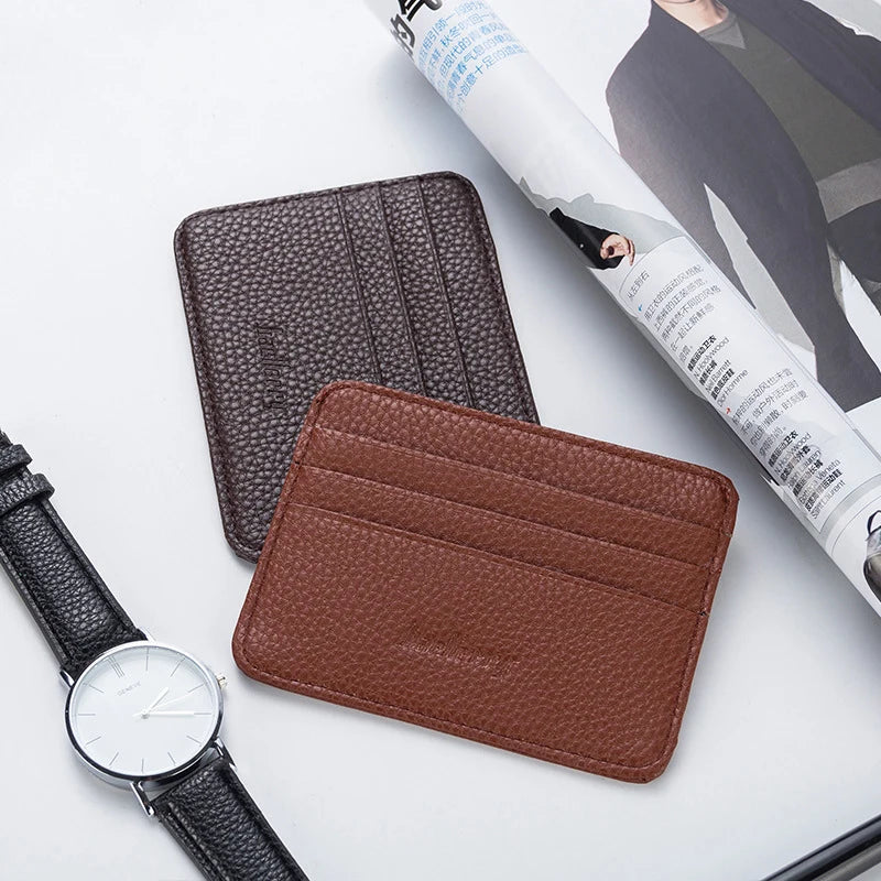 2024 Fashion Women Slim Minimalist Wallet Durable PU Leather Credit Card Case Holder Short Purse Men Card Package Organizer Clip