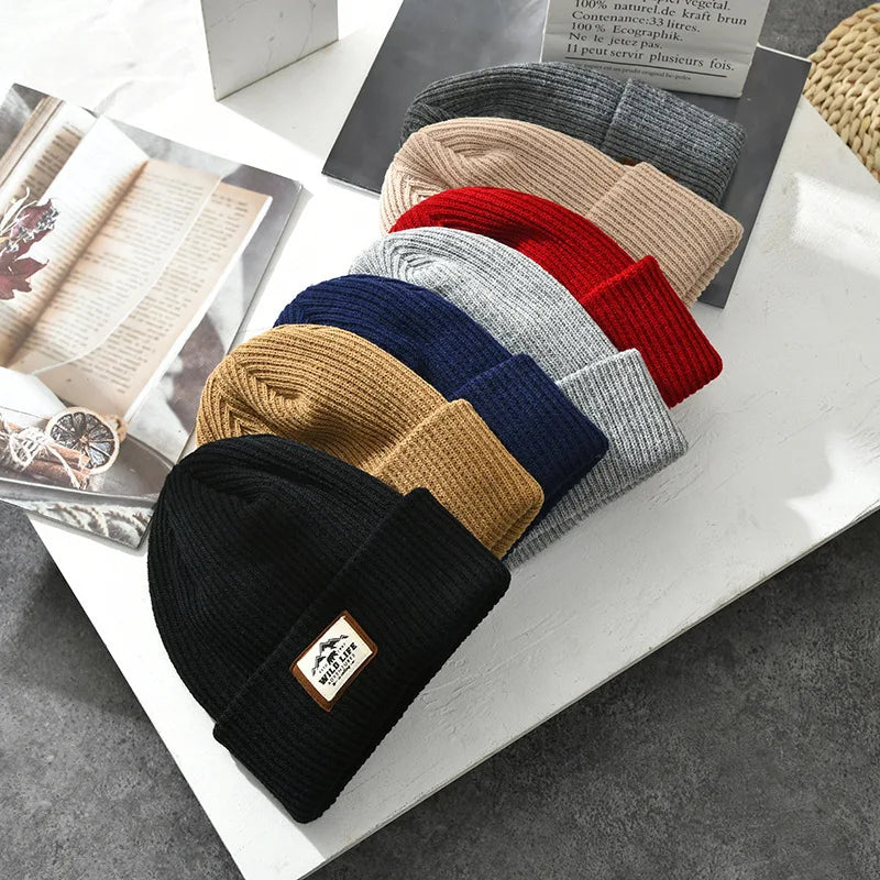 Beanie Men Slouchy Knit Skull Cap Warm Stocking Hats Guys Women Striped Winter Beanie Hat Cuffed Plain Hat