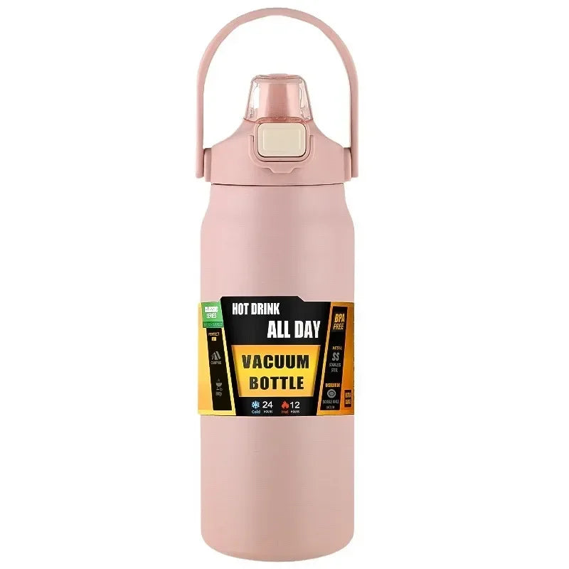 Insulated Water Bottle with StrawThermal Vacuum Cups for Hot Cold Drink Stainless Steel Thermoses Flask for Men Women Sports Gym