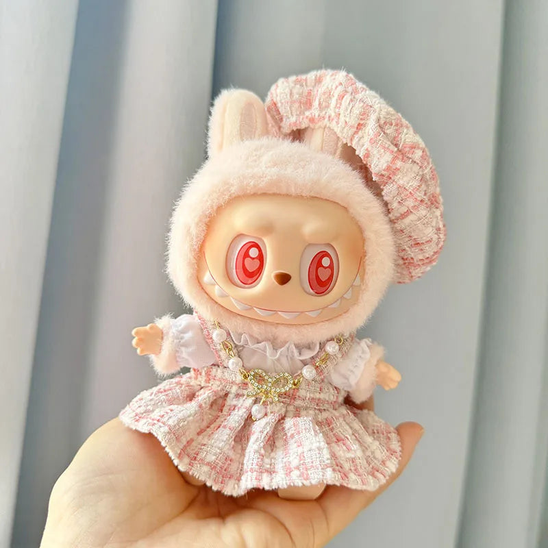 17cm Labubu Cute Mini Plush Doll'S Clothes  Dolls Sitting Party Outfit Accessories For Korea Kpop Exo Clothing DIY Gift