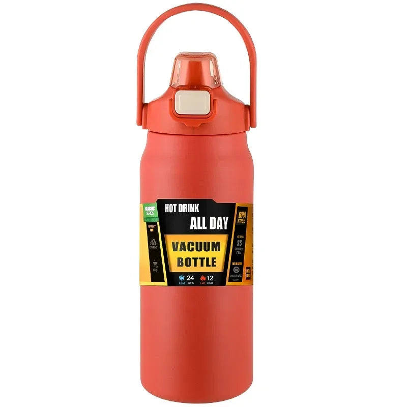 Insulated Water Bottle with StrawThermal Vacuum Cups for Hot Cold Drink Stainless Steel Thermoses Flask for Men Women Sports Gym