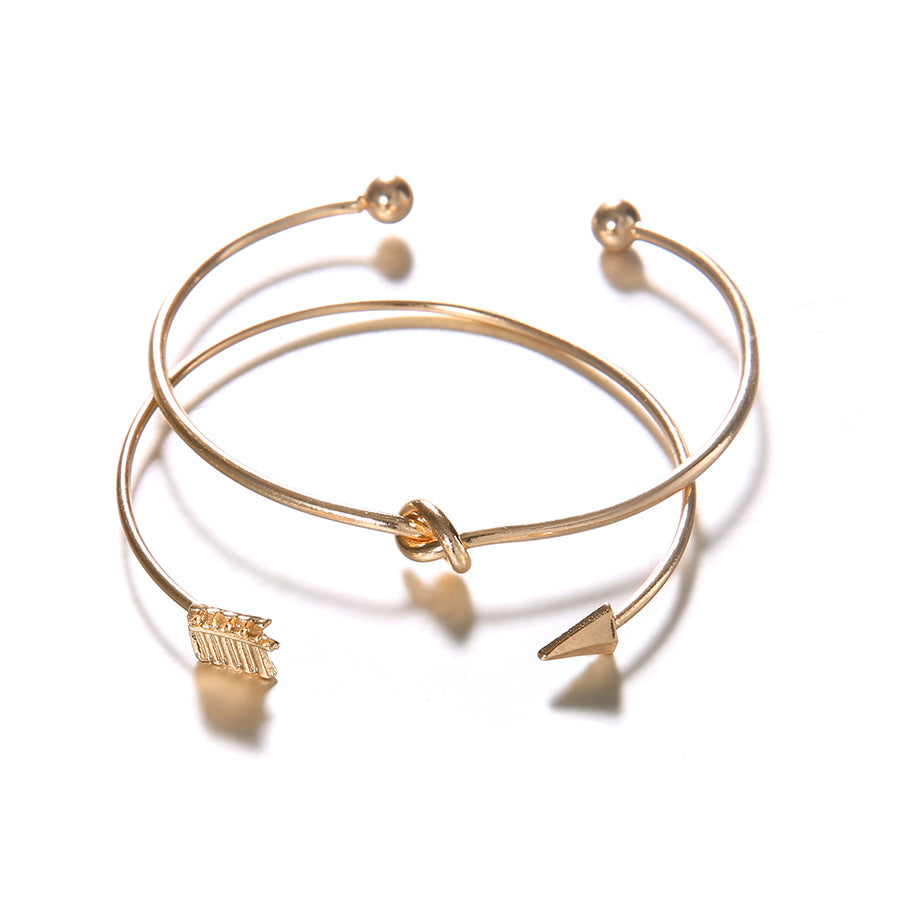 2024 Japanese and Korean fashion new women's arrow knotted open bracelet set big street shooting Europe and the United States wholesale