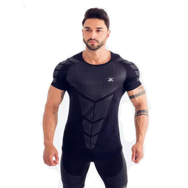 Fitness clothing coach sports t-shirt muscle tights male brother high-elastic training quick-drying clothes short-sleeved fitness clothes men