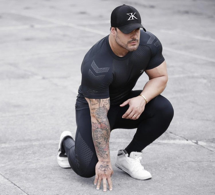 Fitness clothing coach sports t-shirt muscle tights male brother high-elastic training quick-drying clothes short-sleeved fitness clothes men