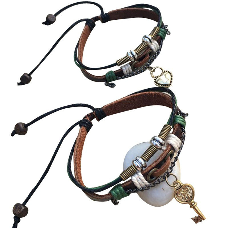 Lovers Bracelet A pair of male and female students retro handmade weaving ethnic style leather wholesale manufacturers couple jewelry