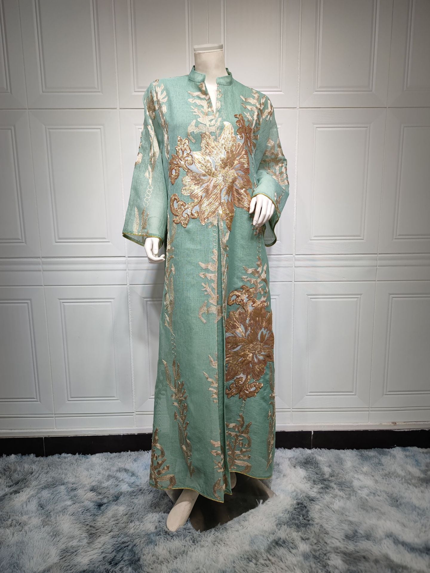 AB056 2023 European dress Muslim dress summer abaya fashion sequins Middle East foreign trade women's clothing