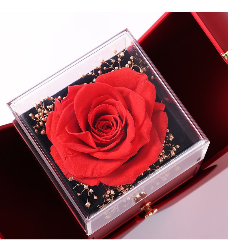 Best-selling new double-open preserved flower apple jewelry box necklace packaging