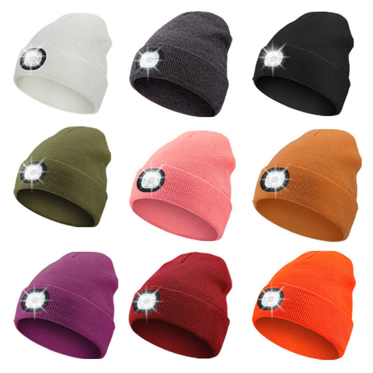 Cross-border TK platform TEMU source private model LED lighting knitted hat rechargeable detachable and washable luminous Bluetooth hat