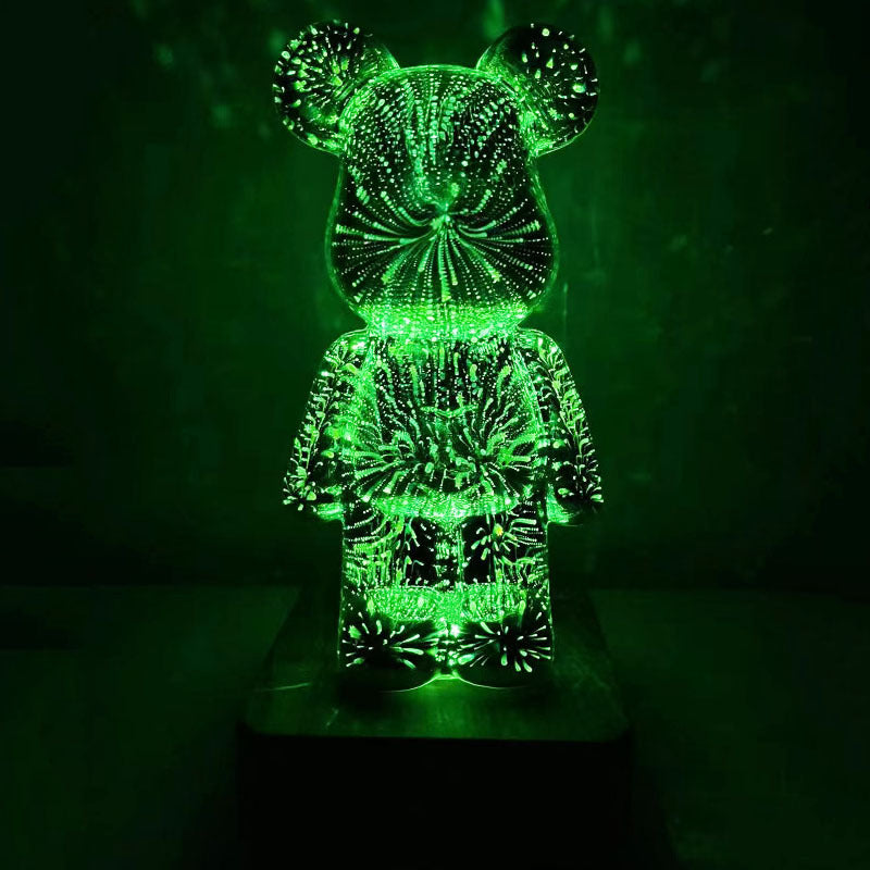 Violent bear LED3D fireworks night light Christmas holiday romantic atmosphere USB small table lamp bedroom decoration.