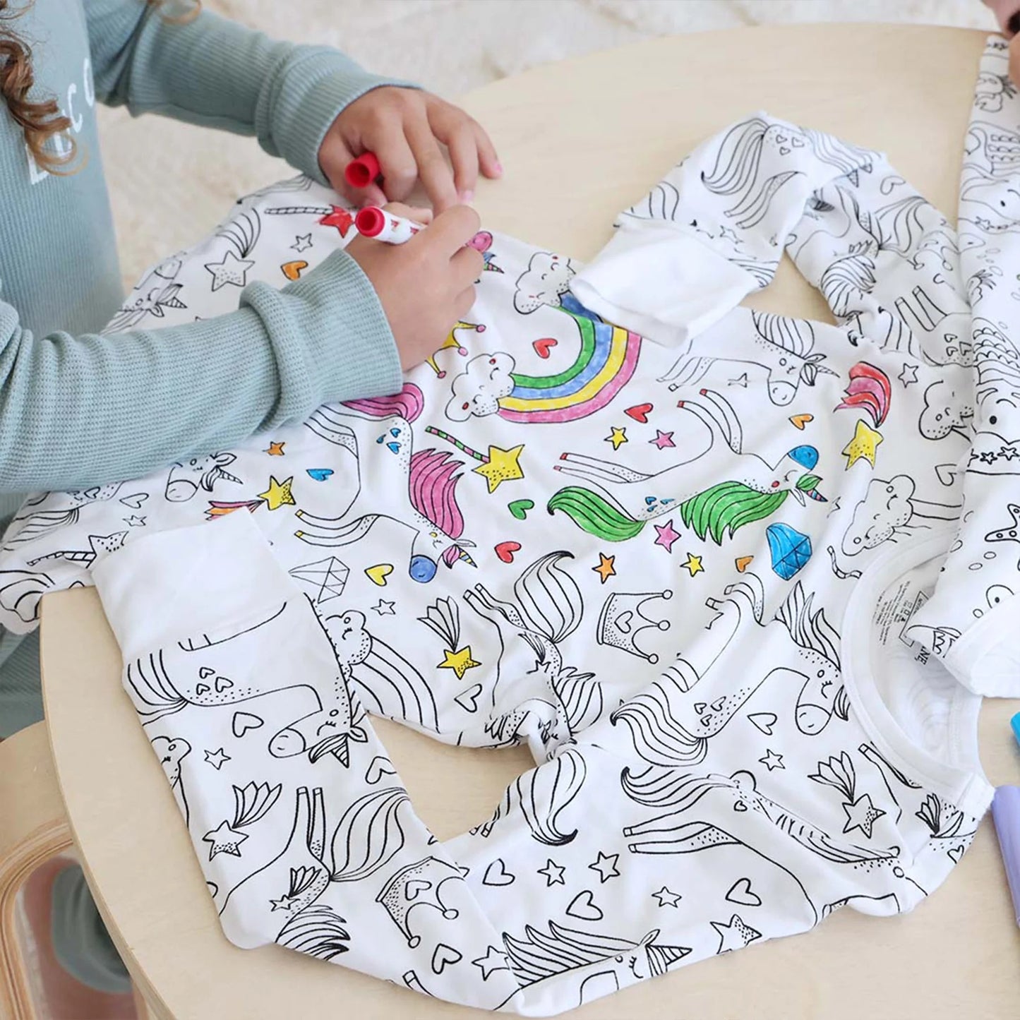 Cross-border new children's DIY hand-painted graffiti pajama sets home clothes coloring pajama sets
