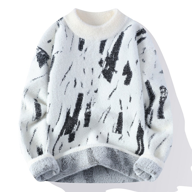 One-piece drop shipping 2023 autumn and winter new style half-high collar sweater men's thick pullover trendy men's knitted sweater tops