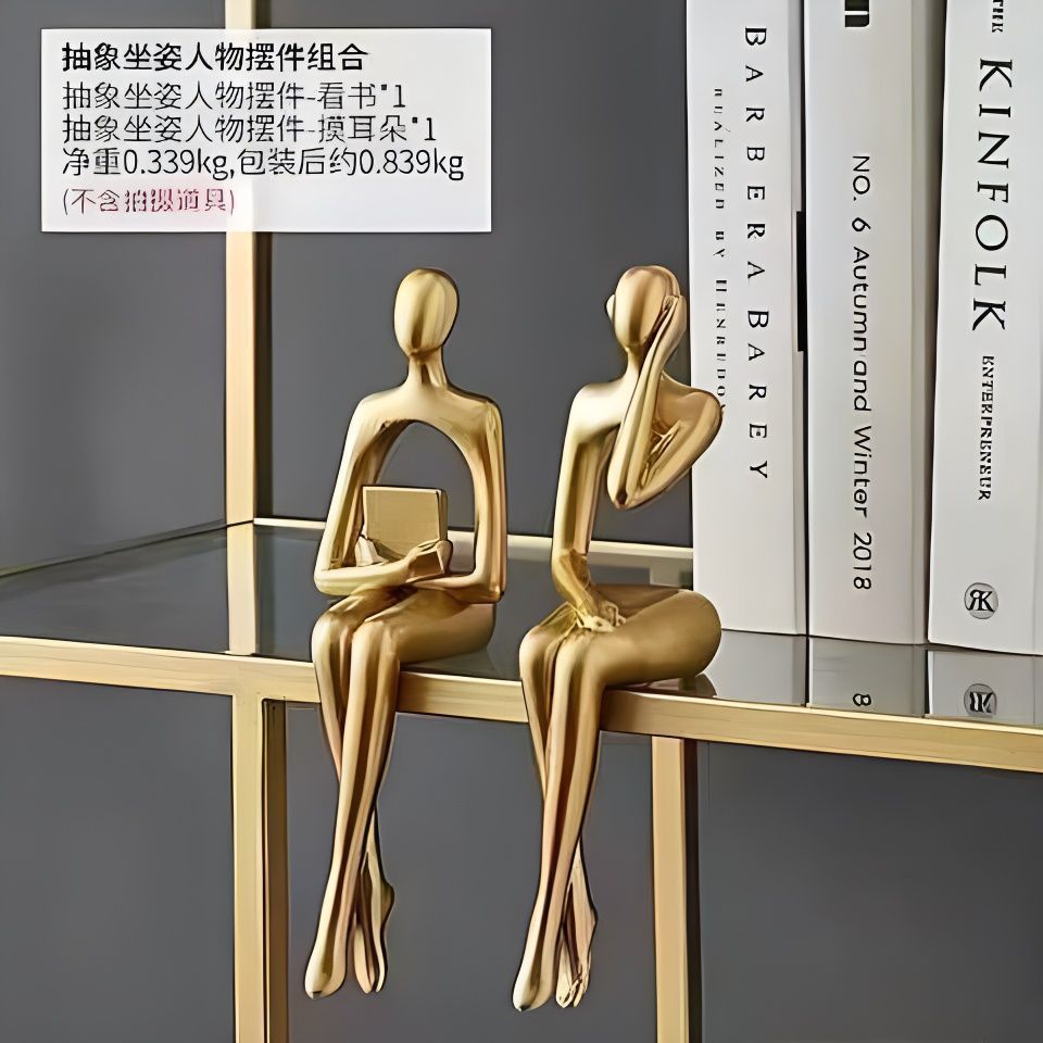 Modern light luxury abstract art ornaments high-end office bookshelf bookcase wine cabinet living room home decorations