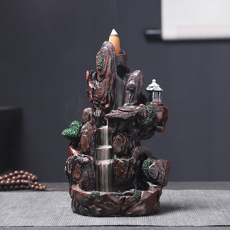 Backflow incense burner creative home decoration alpine flowing water resin crafts sandalwood incense burner cross-border