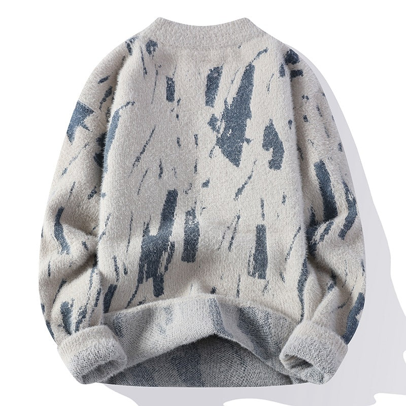 One-piece drop shipping 2023 autumn and winter new style half-high collar sweater men's thick pullover trendy men's knitted sweater tops
