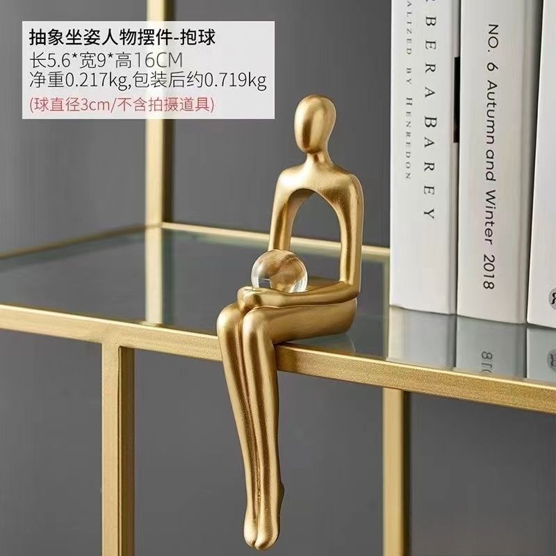Modern light luxury abstract art ornaments high-end office bookshelf bookcase wine cabinet living room home decorations