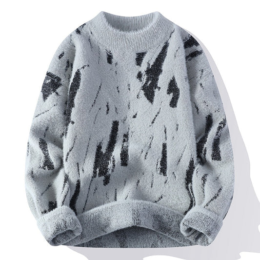 One-piece drop shipping 2023 autumn and winter new style half-high collar sweater men's thick pullover trendy men's knitted sweater tops