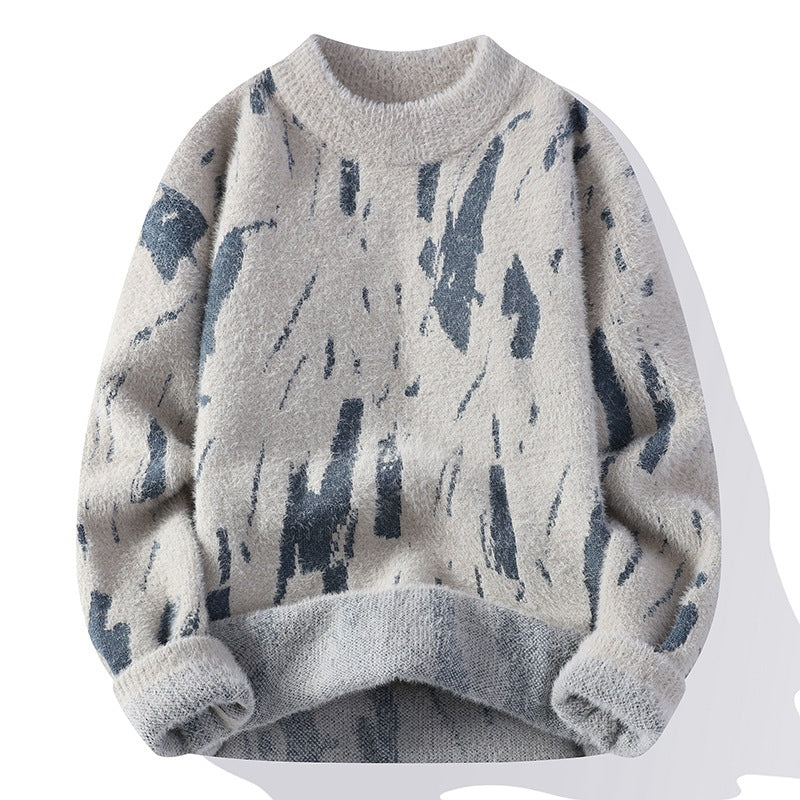 One-piece drop shipping 2023 autumn and winter new style half-high collar sweater men's thick pullover trendy men's knitted sweater tops