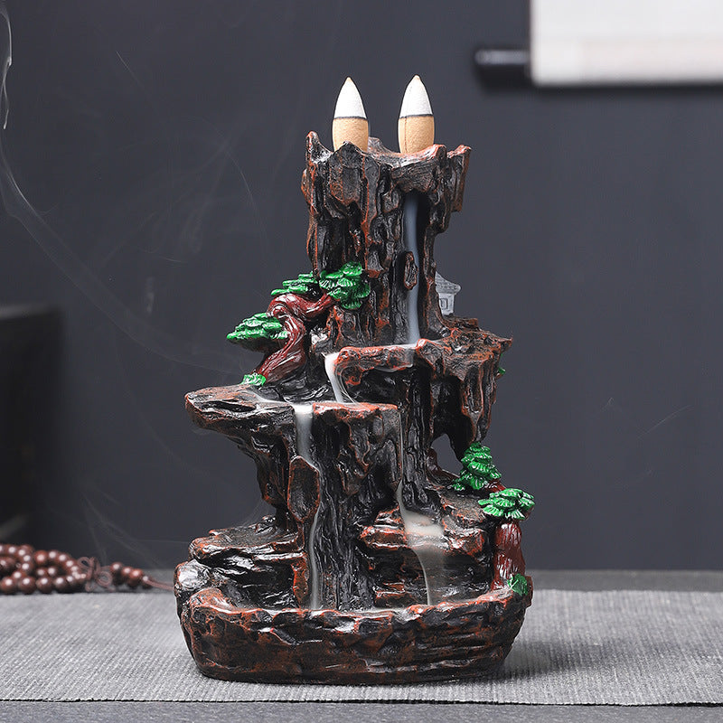 Backflow incense burner creative home decoration alpine flowing water resin crafts sandalwood incense burner cross-border