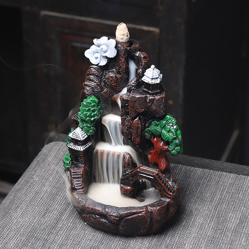 Backflow incense burner creative home decoration alpine flowing water resin crafts sandalwood incense burner cross-border
