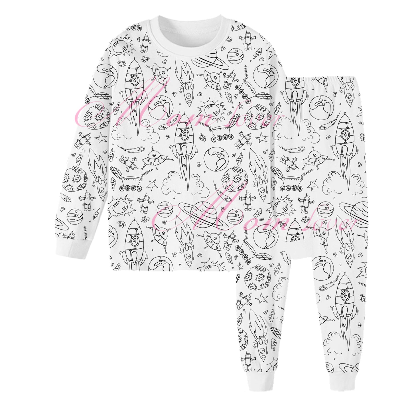 Cross-border new children's DIY hand-painted graffiti pajama sets home clothes coloring pajama sets