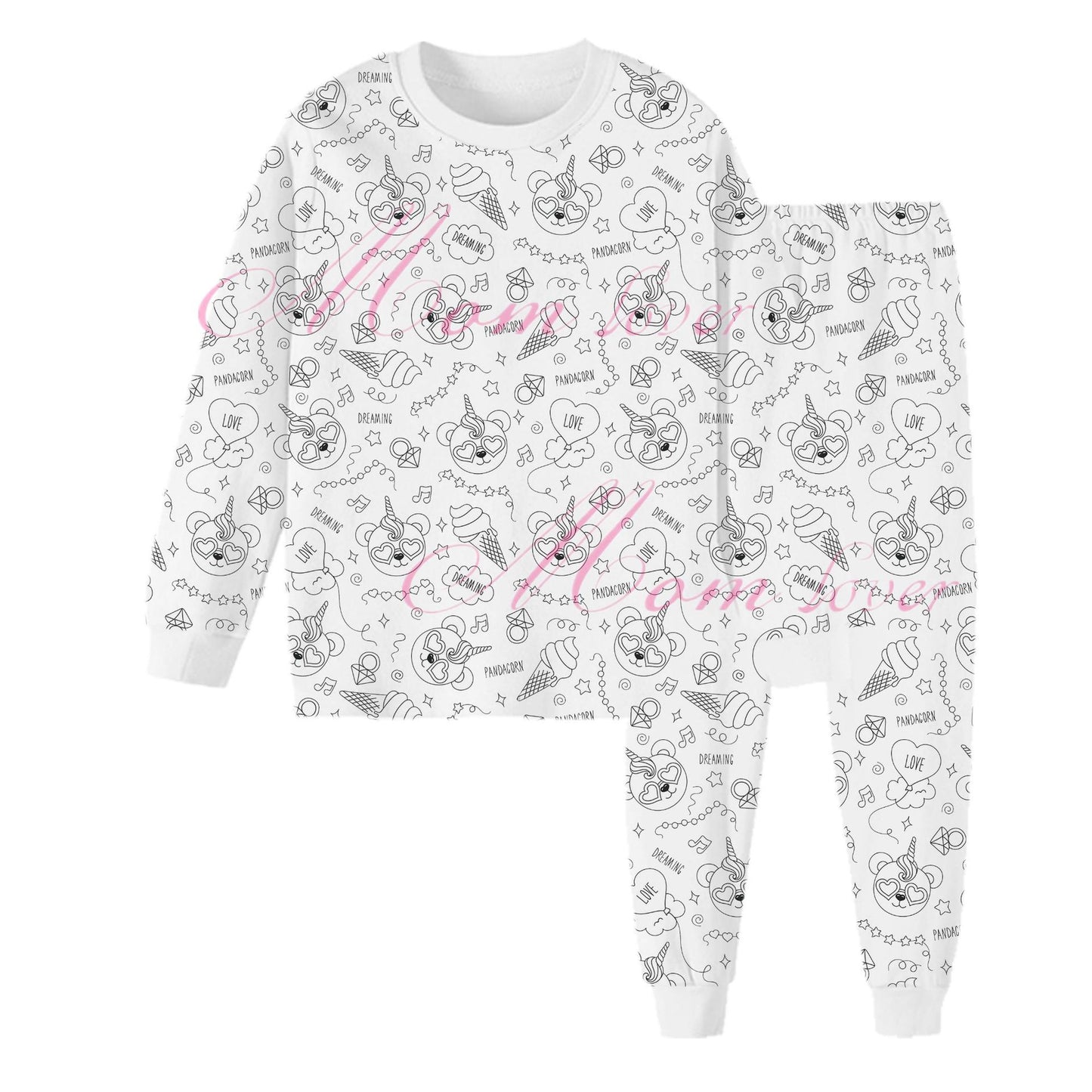 Cross-border new children's DIY hand-painted graffiti pajama sets home clothes coloring pajama sets