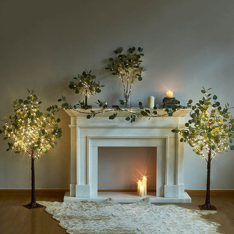 Cross-border eucalyptus garland lights wedding lights simulation tree lights brown Christmas tree lights restaurant decoration lights wedding lights