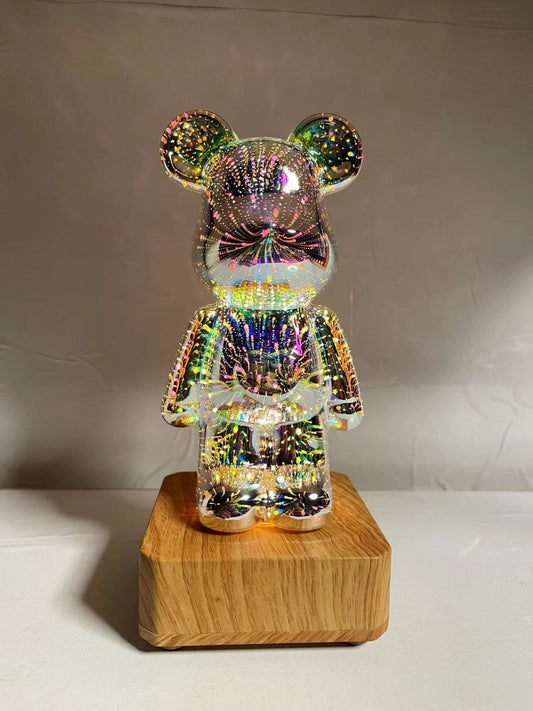 Violent bear LED3D fireworks night light Christmas holiday romantic atmosphere USB small table lamp bedroom decoration.
