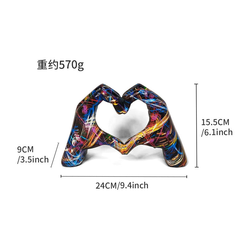 Internet celebrity graffiti love gesture ornaments home living room office desktop exhibition hall resin crafts decorations