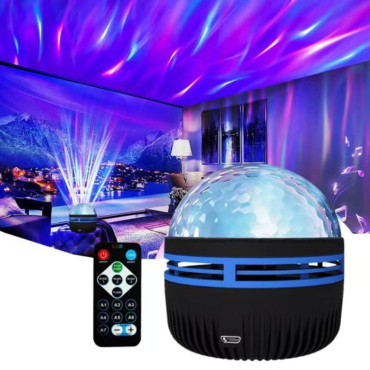 Cross-border supply of northern lights rotating water ripple atmosphere night light starry sky projection bedroom bedside live background light