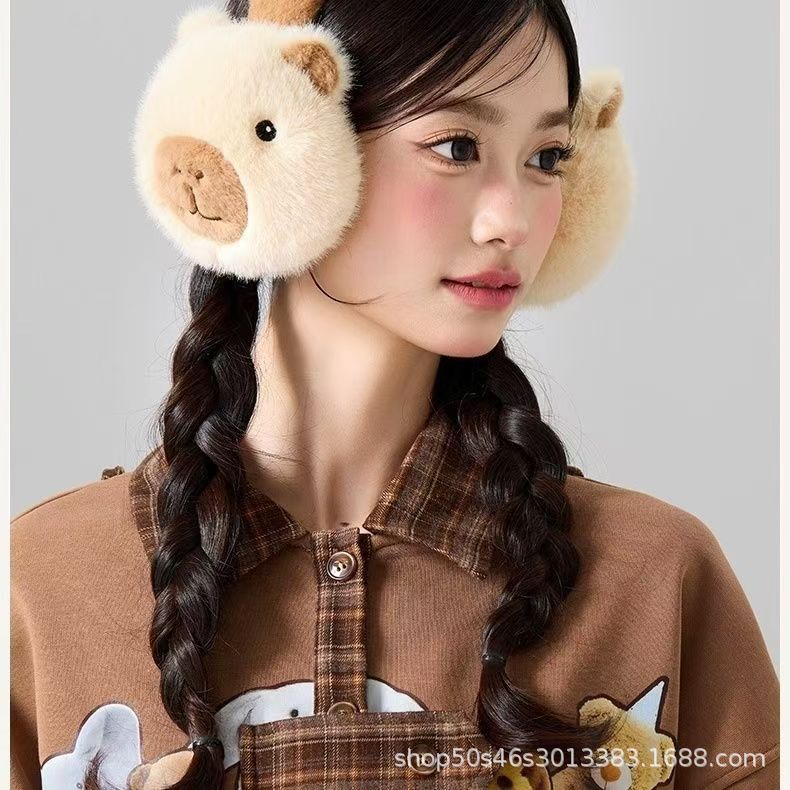 Cute Capybara autumn and winter earmuffs thickened plush windproof cold-proof warm ear protection cold-proof all-match ear warmer earmuffs