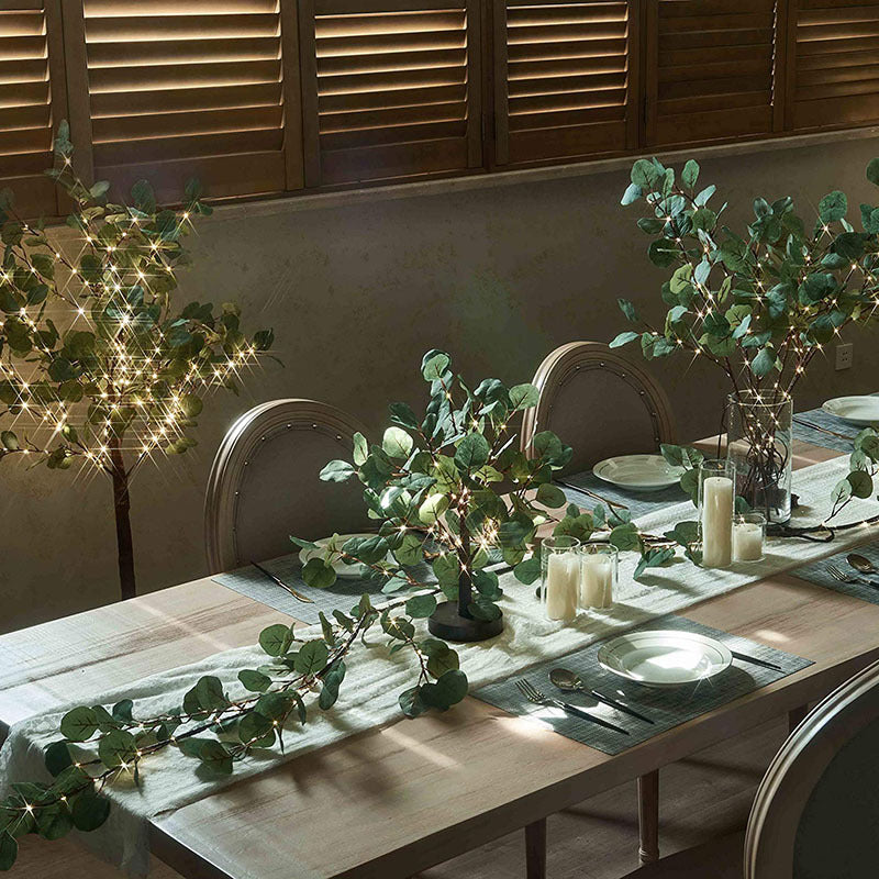 Cross-border eucalyptus garland lights wedding lights simulation tree lights brown Christmas tree lights restaurant decoration lights wedding lights