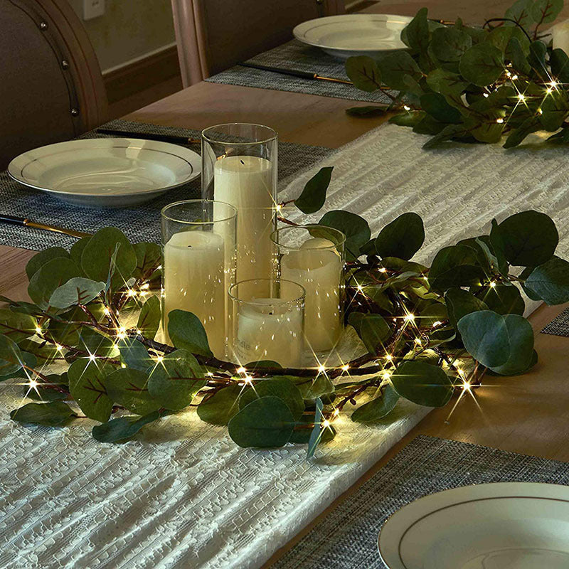 Cross-border eucalyptus garland lights wedding lights simulation tree lights brown Christmas tree lights restaurant decoration lights wedding lights