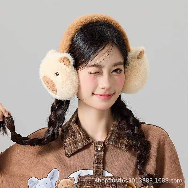 Cute Capybara autumn and winter earmuffs thickened plush windproof cold-proof warm ear protection cold-proof all-match ear warmer earmuffs