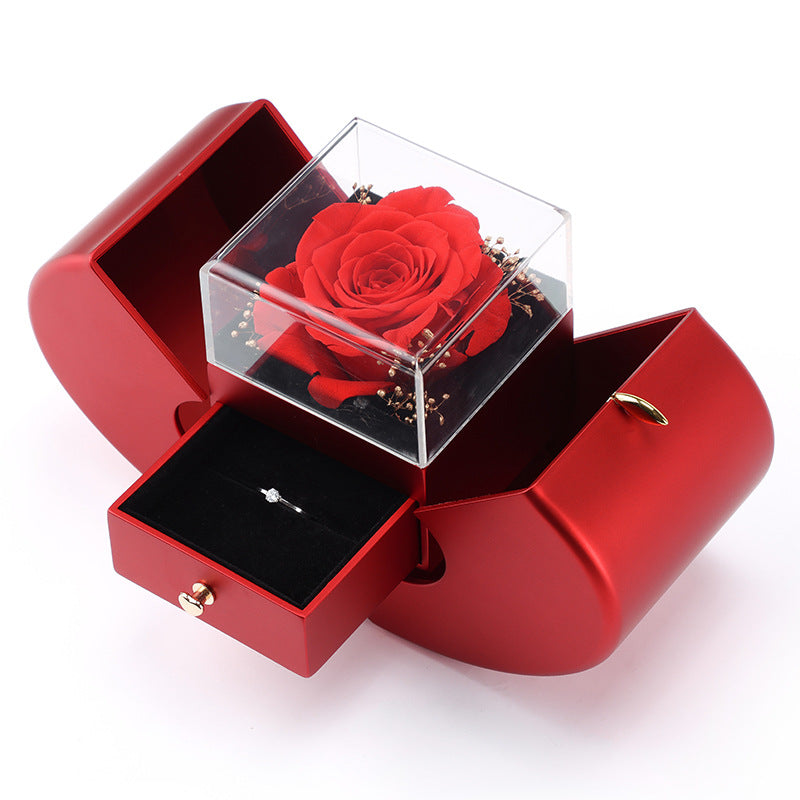 Best-selling new double-open preserved flower apple jewelry box necklace packaging