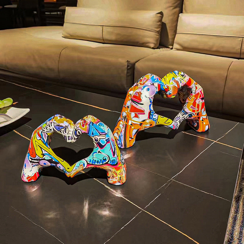 Internet celebrity graffiti love gesture ornaments home living room office desktop exhibition hall resin crafts decorations