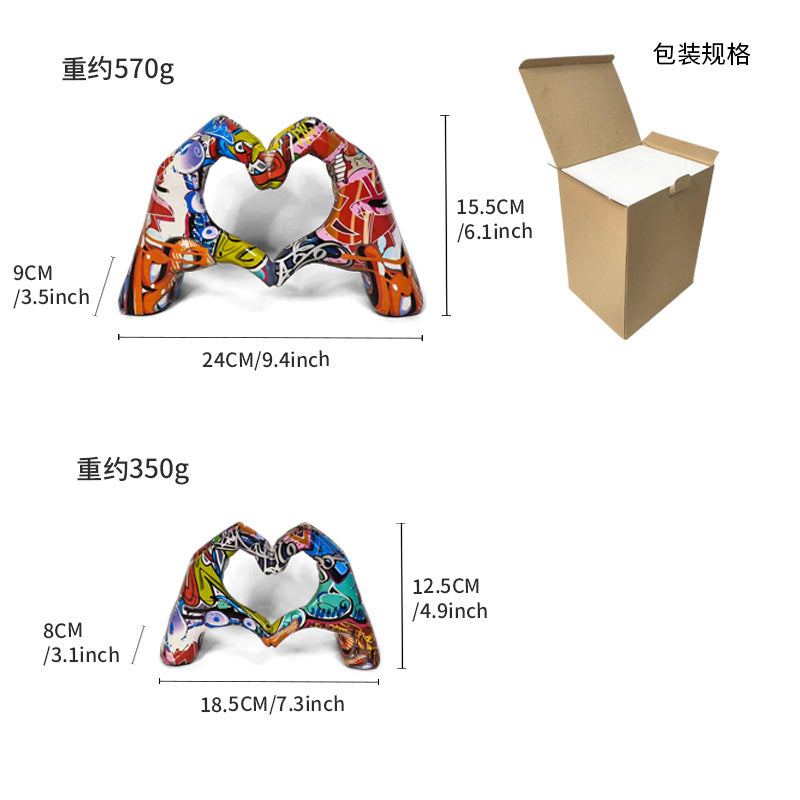 Internet celebrity graffiti love gesture ornaments home living room office desktop exhibition hall resin crafts decorations