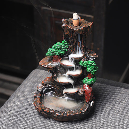 Backflow incense burner creative home decoration alpine flowing water resin crafts sandalwood incense burner cross-border