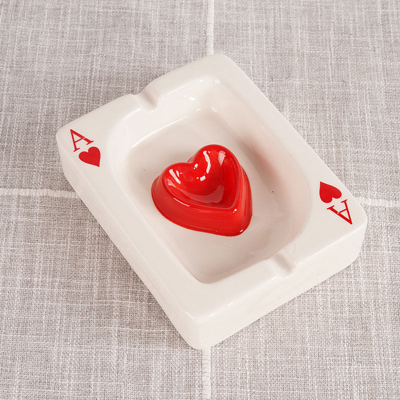 Creative ceramic poker ashtray European style simple ins ceramic fashion ashtray home living room gift